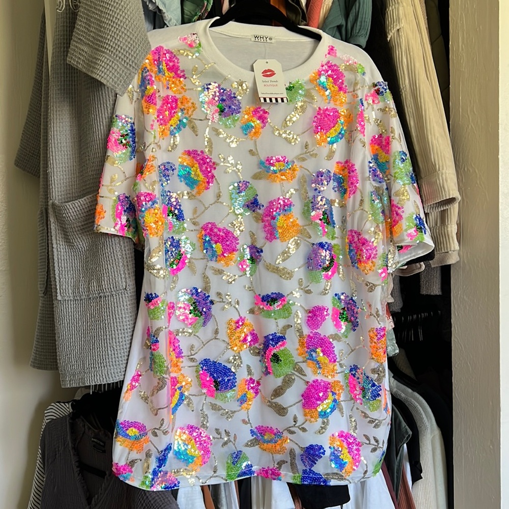 Multicolored Sequin Shirt Dress